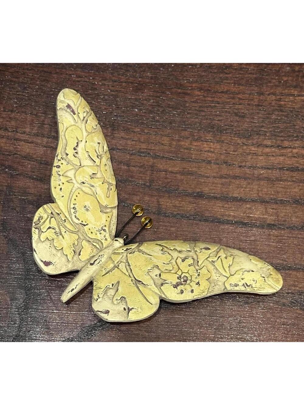 Resin Carved Yellow Butterfly/Moth Ornament